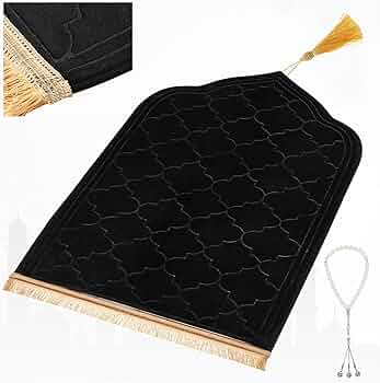 Plain Luxurious Mehrab Prayer Mat | Imported Janamaz - Black