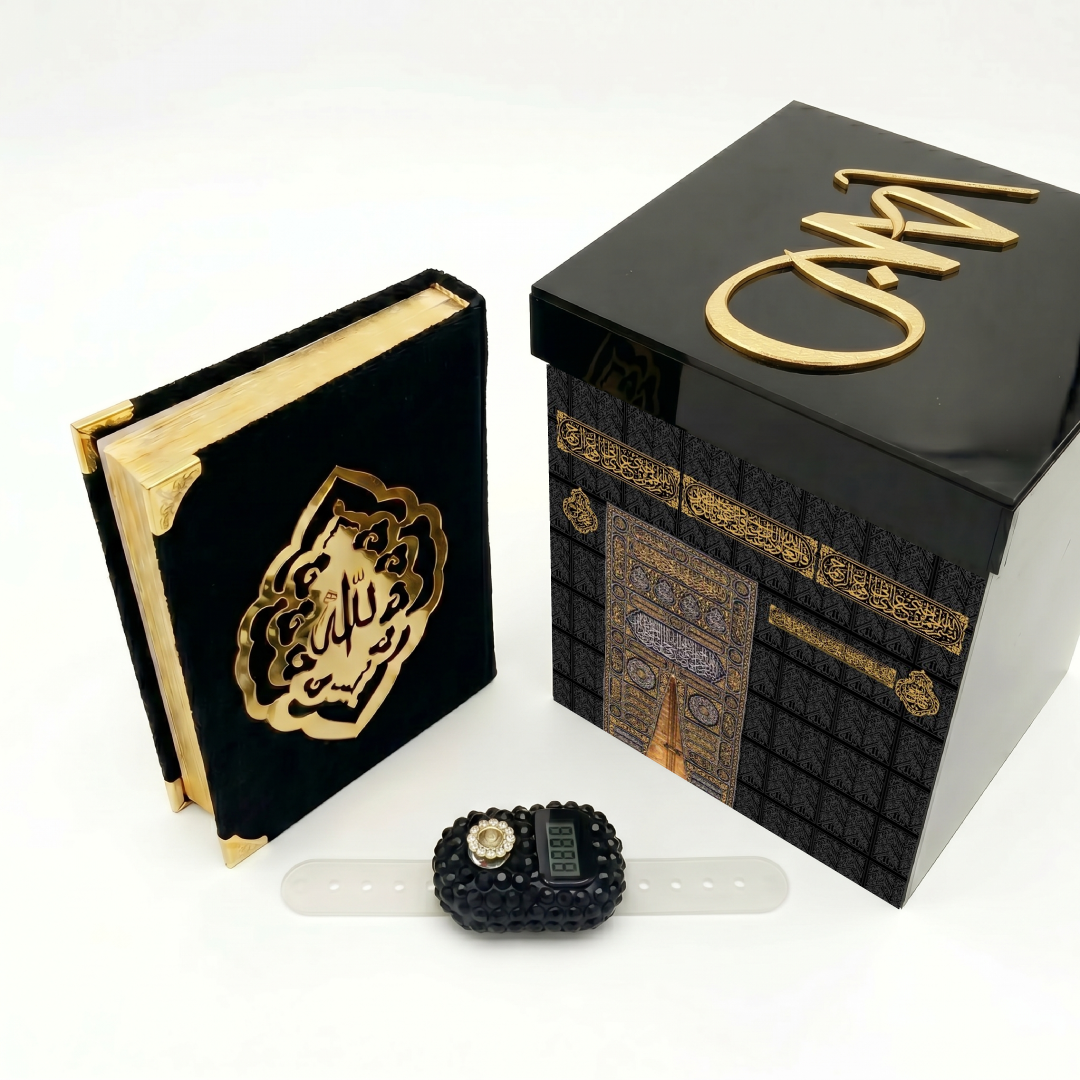 Kaaba Hajj Premium Pack Midnight Black | Tabarruk boxes for returning Pilgrims| Hajj Return Favors