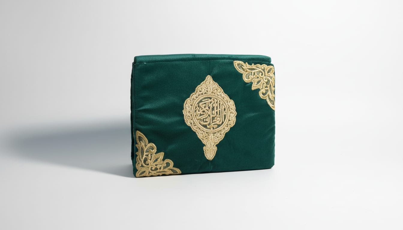 Green Velvet Embroidered Quran Ghilaf (Cover Only)